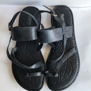 Summer black leather sandals- BORN brand